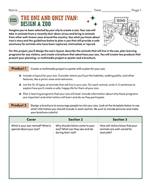 Novel Study: The One and Only Ivan: Design a Zoo