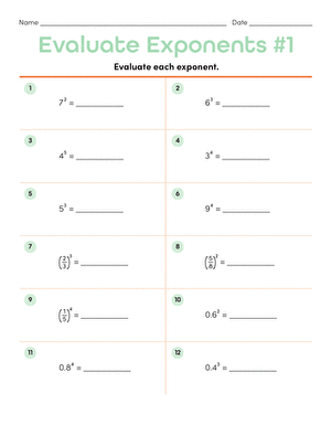 Evaluate Exponents #1