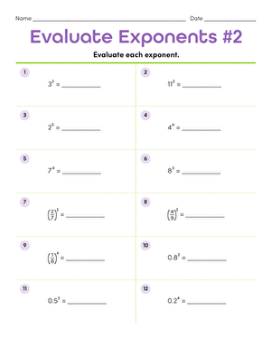Evaluate Exponents #2