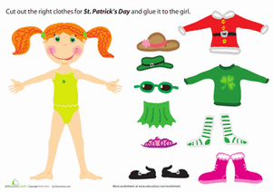 St. Patrick's Day Paper Doll Girl