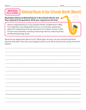 Respond to a Topic: National Music in Our Schools Month (March)