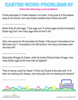 Easter Word Problems #7