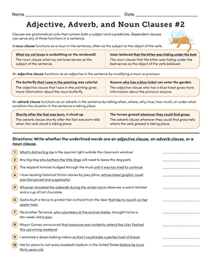 Adjective, Adverb, and Noun Clauses #2