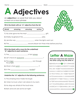 "A" Adjectives