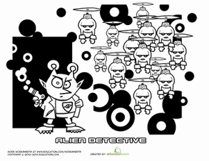 Alien Detective Coloring Page