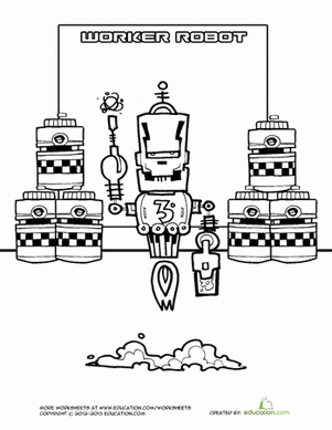 Worker Robot Coloring Page