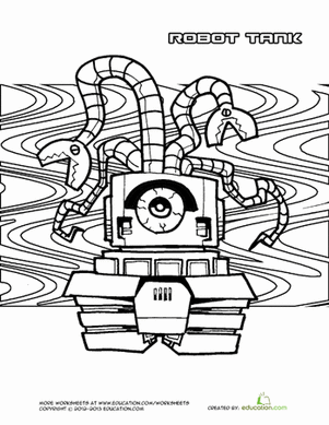 Robot Tank Coloring Page
