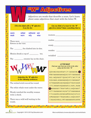"W" Adjectives