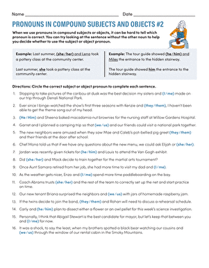 Pronouns in Compound Subjects and Objects #2