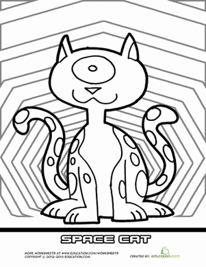 Space Cat Coloring Page