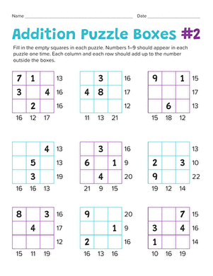 Addition Puzzle Boxes #2 large image