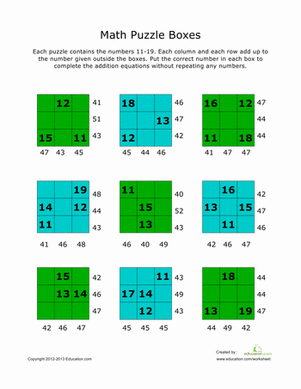 Addition Math Puzzles #6