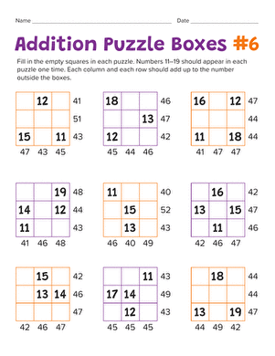 Addition Puzzle Boxes #6 large image