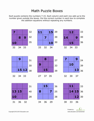 Addition Math Puzzles #7