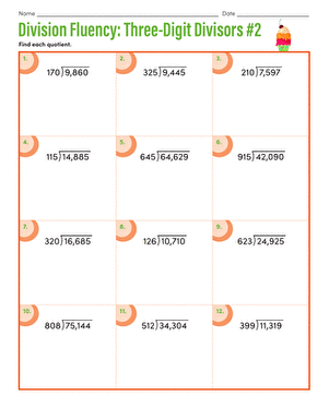 Division Fluency: Three-Digit Divisors #2