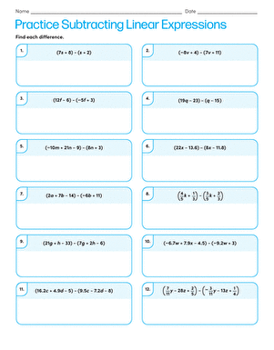 Practice Subtracting Linear Expressions