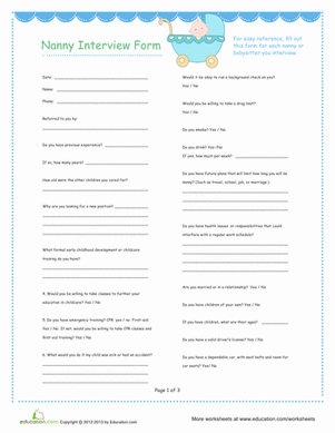Nanny Interview Form