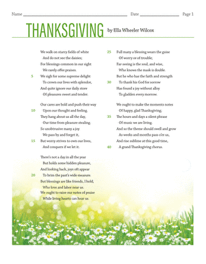 Analyzing Poetry: Thanksgiving