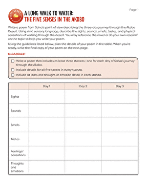 Novel Study: A Long Walk to Water: The Five Senses in the Akobo