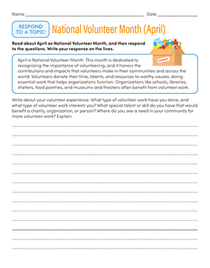Respond to a Topic: National Volunteer Month (April)