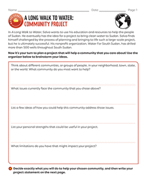 Novel Study: A Long Walk to Water: Community Project