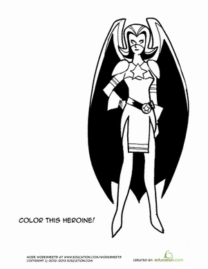 Superheroine Coloring Page