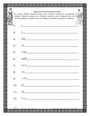 Rational and Irrational Numbers