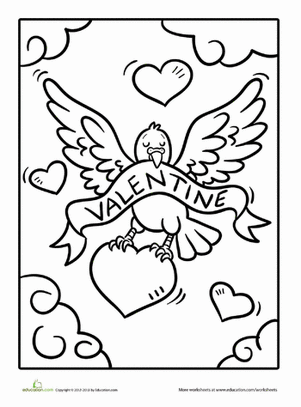Valentine Dove Coloring Page