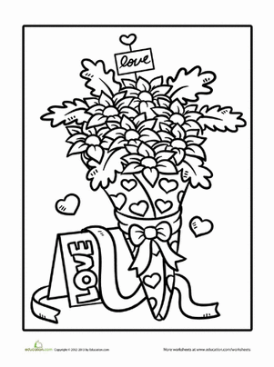 Valentine Flowers Coloring Page