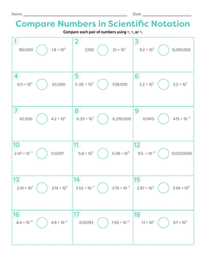 Compare Numbers in Scientific Notation