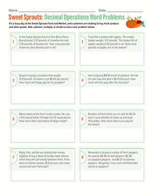 Sweet Sprouts: Decimal Operations Word Problems