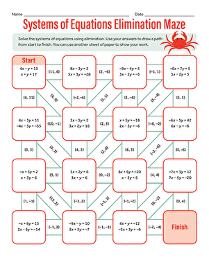 Systems of Equations Elimination Maze