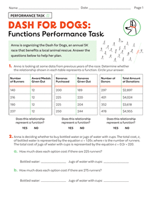 Dash for Dogs: Functions Performance Task