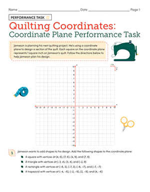 Quilting Coordinates: Coordinate Plane Performance Task