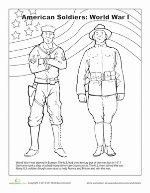 American Soldiers Coloring Page: World War I