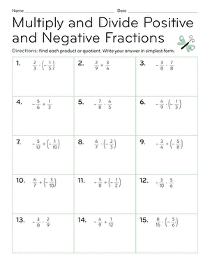 Multiply and Divide Positive and Negative Fractions