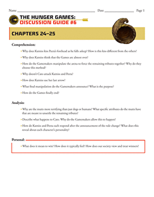 Novel Study: The Hunger Games: Discussion Guide #6