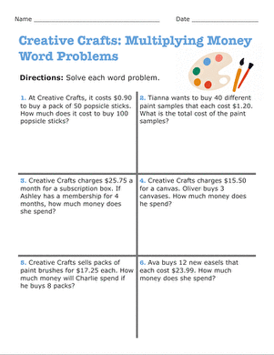 Creative Crafts: Multiplying Money Word Problems