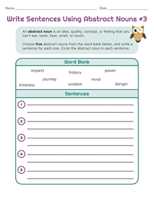 Write Sentences Using Abstract Nouns #3
