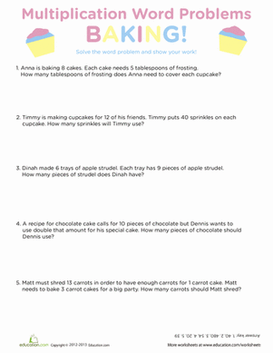 Baking Multiplication Word Problems