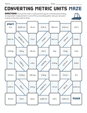 Converting Metric Units Maze
