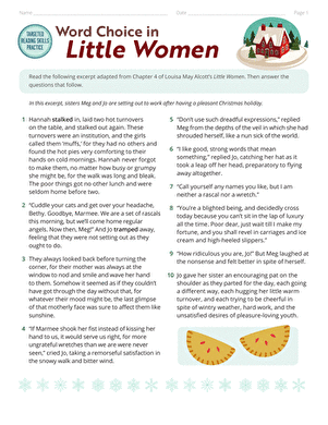 Targeted Reading Skills Practice: Word Choice in Little Women