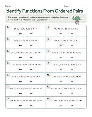 Identify Functions From Ordered Pairs