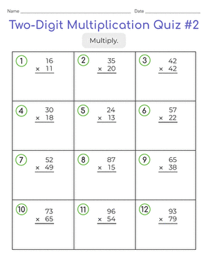 Two-Digit Multiplication Quiz #2