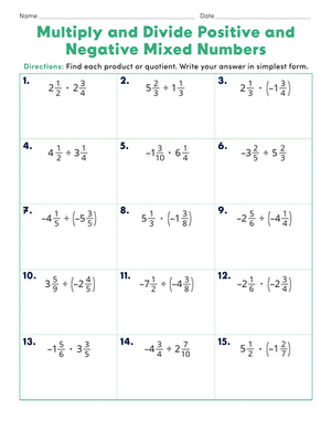 Multiply and Divide Positive and Negative Mixed Numbers