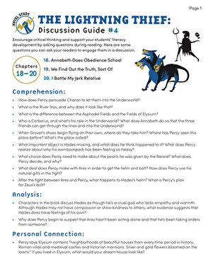 Novel Study: The Lightning Thief: Discussion Guide #4