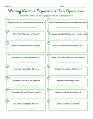 Writing Variable Expressions: Two Operations