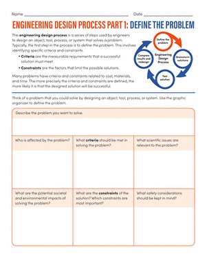 Engineering Design Process Part 1: Define the Problem