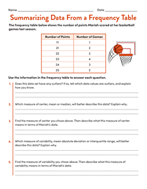 Summarizing Data From a Frequency Table