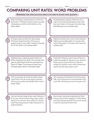 Comparing Unit Rates: Word Problems